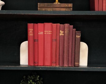 Classic Books by the Foot: Vintage Red and Burgundy Hymnal Book Bundle Religious Library Decor
