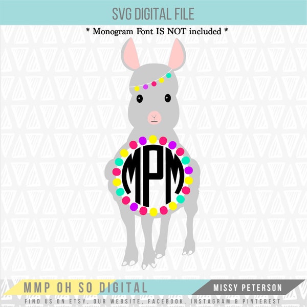 Llama Monogram Frame, Llama Frame, Initials Frame, Llama SVG, SVG File, Monogram Frame SVG, Cute Llama, Monogram Decal, For Silhouette