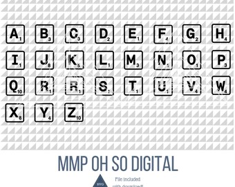 Letter tiles SVG, Letters vector, Game SVG, A to Z, Letters SVG, Square Font svg, cut file, for silhouette, for cricut