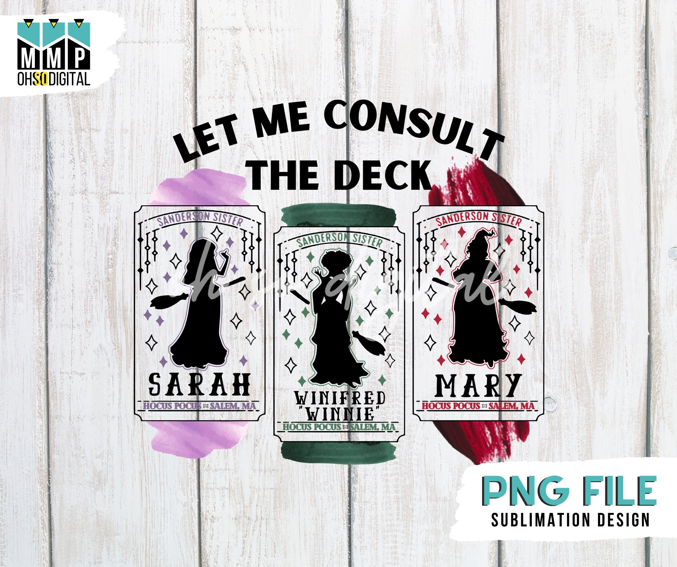 Sanderson Sisters Tarot Cards Digital Design Sublimation - Etsy