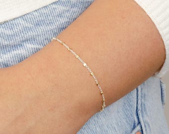 Dainty Satellite Bracelet: 14K Gold-Filled & Sterling Silver Chain
