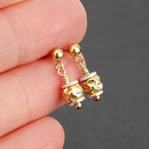 Two Tone Stud Earrings • Delicate Ball Stud Earrings • Mixed Metal Earrings • Minimalist Earrings • Minimalist Jewelry Gift for Her