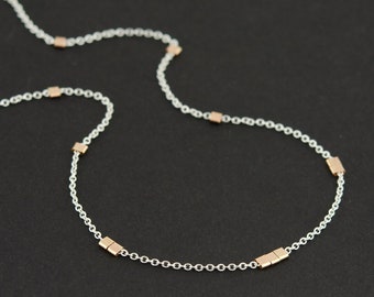 Dainty Rose Gold and Silver Chain Choker, Delicate Metal Necklace, Minimalist Layered Necklace, Two Tone Chain, Minimalist Jewelry Gift Idea