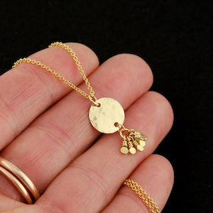 Dainty Gold Disc Necklace, Hammered Disc Necklace, Delicate Gold Necklace, Simple Everyday Jewelry,  14K Gold Filled Necklace, Textured Disc