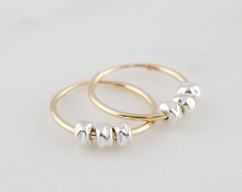 Mixed Metal Hoop Earrings, Two Tone Earrings, Hoop Earrings with Charms • Gold and Silver Earrings, Minimalist Earrings, Endless Hoops