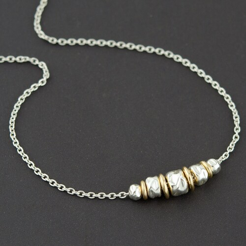 Mixed Metal Chain Necklace Silver and Gold Necklace Two Etsy