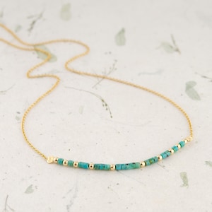 Delicate Turquoise Beaded Necklace, Natural Turquoise Necklace, Minimalist  Turquoise Necklace, Turquoise Bar Necklace, Turquoise Jewelry