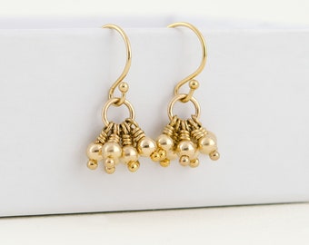 Dainty Gold Filled Ball Dangle Earrings, Minimalist Everyday, Small Everyday Lightweight Jewelry