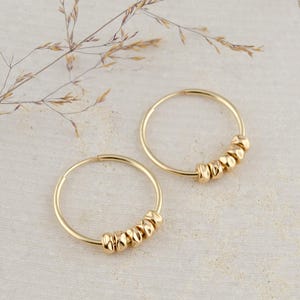 14K Gold Filled Hoops with Charms, Everyday Hoop Earrings, Modern Gold Hoops, Endless Gold Hoops, Ligthweight Errings, Dainty Gold Earrings