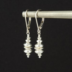 Sterling Silver Lever-back Earrings, Silver Dangle Earrings, Silver Latch back Earrings, Everyday Silver Earrings, Silver Jewelry Gift Idea