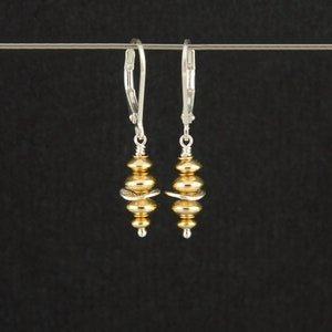 Gold and Silver Lever-back Earrings, Two-Tone Dangle Earrings, Mixed Metal Earrings, Everyday Earrings, Mixed Metal Jewelry, Gift for Women