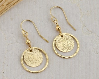 Delicate Gold Circle Disc Earrings, Everyday Gold Earrings, Textured  Earrings, Lightweight Gold Earrings, Gold Filled Jewelry Gift for Her