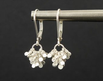 Sterling Silver Tassel Earrings, Small Lever-Back Dangle Earrings
