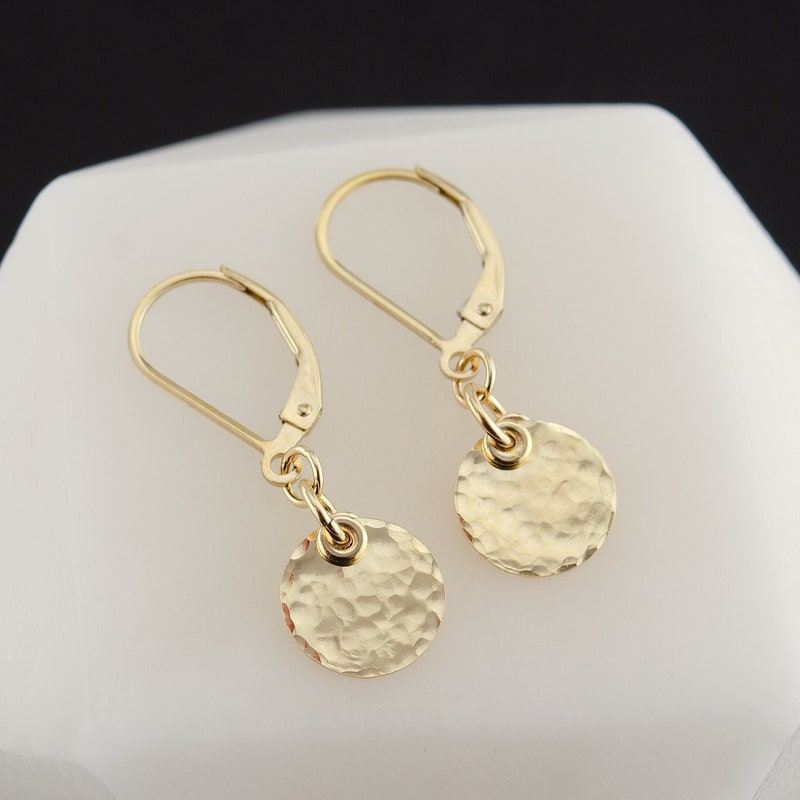 Gold Small Textured Disc Earring main image 0