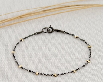 METAL BEAD BRACELET THIN BLACK METAL BEAD BRACELET THIN BLACK