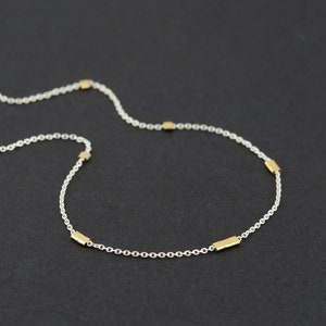 Dainty Mixed Metal Necklace, Dainty Layered Chocker Necklace, Silver and Gold Necklace, Two Tone Necklace, Everyday Minimalist Necklace