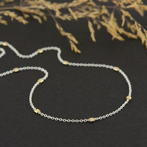Mixed Metal Beaded Necklace, Everyday Minimalist Necklace, Two Tone Chain Choker, Silver and Gold Necklace, Minimalist Jewelry Gift Idea