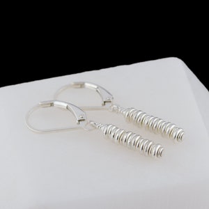 Small Silver Lever-back Earrings, Sterling Silver Dangle Earrings, Minimalist Everyday Earrings, Silver Jewelry Gift for Women, Gift for Her