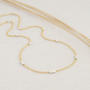 Dainty Mixed Metal Necklace, Minimalist Layered Chocker Chain, Everyday Necklace, Silver and Gold Necklace, Two Tone Necklace, Gift for Her