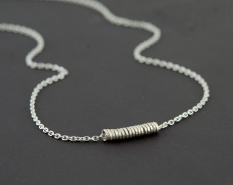 Dainty Silver Tube Necklace • Delicate Sterling Silver Chain • Curved Bar Necklace • Thin Bar Necklace • Minimalist Jewelry • Gift for Women