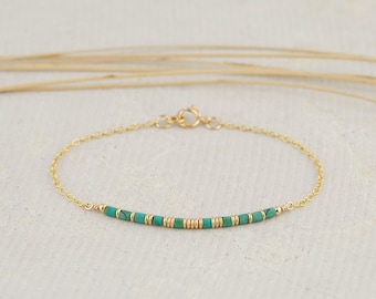 Dainty Gold Turquoise Bracelet, 14K Gold Filled Gemstone Jewelry, December Birthstone Jewelry, Minimaist Turquoise Bracelet