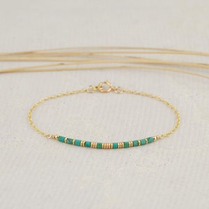 Delicate Gold Turquoise Bracelet, Dainty Gemstone Bracelet, Turquoise Jewelry for Women, December Birthstone Jewelry, Gift for Her