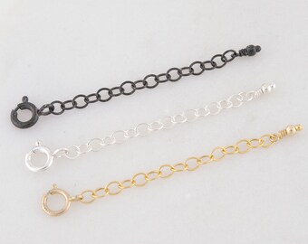 Necklace Extender Chain • Bracelet Extender Chain • Removable • 14K Gold Filled • Sterling Silver • Oxidized Silver • Adjustable Chain