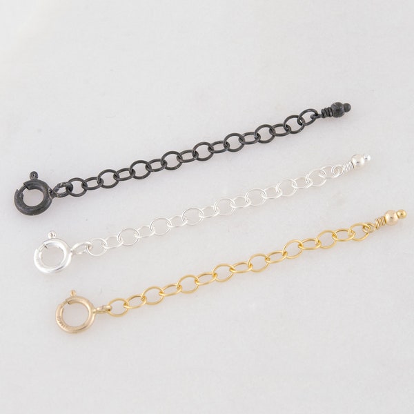 Necklace Extender Chain • Bracelet Extender Chain • Removable • 14K Gold Filled • Sterling Silver • Oxidized Silver • Adjustable Chain