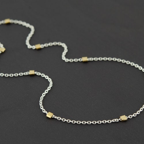 Rose Gold Silver Chain Necklace Two Tone Necklace Etsy