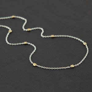 Minimalist Mixed Metal Choker Sterling Silver Chain 14K Gold Filled Tube Necklace Layering Necklace Mixed Metal Tube Necklace