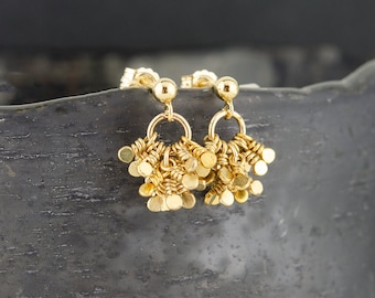 Delicate Gold Tassel Stud Earrings • Small Everyday Drop Earrings • Unique Stud Earrings • Gold Filled Earrings • Minimalist Jewelry