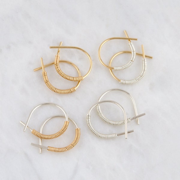 Minimalist Wire Earrings • Wire Twist Open Hoops • Minimal Silver Gold Earrings • Minimalist Women's Jewelry Gift • Simple Everyday Jewelry
