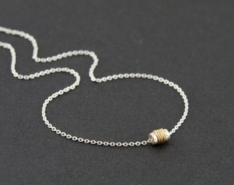 Dainty Tube Charm Necklaces • Two Tone Chain Choker • Minimalist Layered Necklaces • Mixed Metal Necklace • Mixed Metal Jewelry for Her