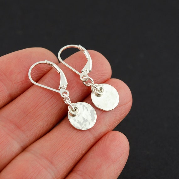 Hammered Silver Disc Earrings Small Silver Coin Earrings Sterling Lever back Earrings Lightweight Silver Earrings Minimalist Earrings Etsy Canada