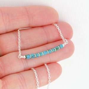 Dainty Turquoise Beaded Necklace • Turquoise Bar Necklace • Delicate Turquoise Necklace • December Jewelry Gift for Her • Birthstone Jewelry
