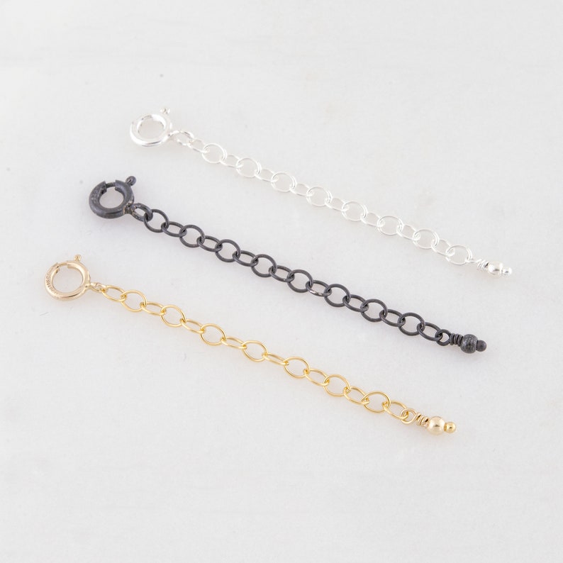 Collana Extender Chain Bracciale Extender Chain Rimovibile 14K Gold Filled Sterling Silver Oxidized Silver Adjustable Chain immagine 7