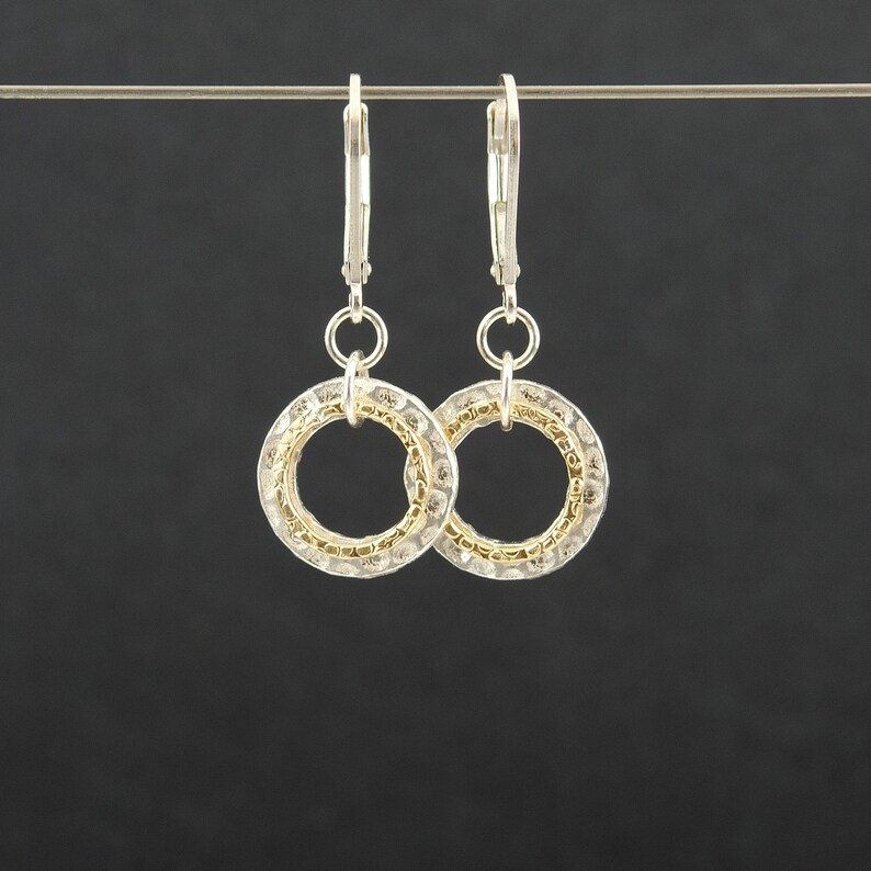 Hammered Circle Leverback Earrings Everyday Dangle Earrings Etsy