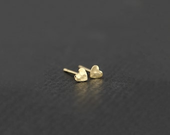 Tiny Heart Stud Earrings • Gold Filled Stud Earrings • Hammered Heart Earrings • Minimalist Gold Studs • Everyday Studs • Minimalist Jewelry