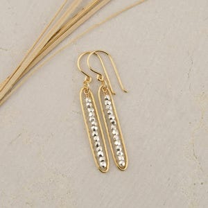 Mixed Metal Dangle Earrings, Long Modern Earrings, Two Tone Earrings, Unique Earrings, Geometric Earrings, Edgy Earrings, Gift for Women