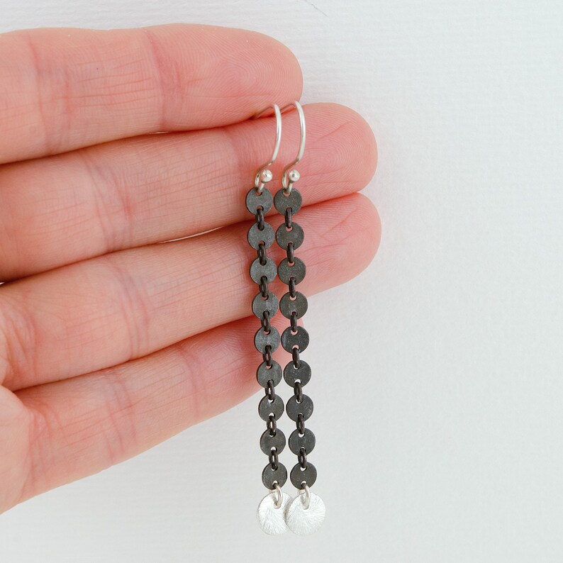 Long Dangle Earrings \u2022 Silver Coin Earrings \u2022 Oxidized Silver Earrings \u2022 Long Chain Earring \u2022 Lightweight Earrings \u2022 Boho Earrings
