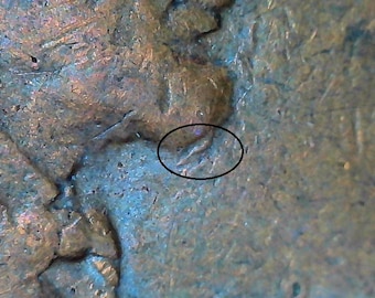 1945 Abraham Lincoln Wheat One Cent Penny Retained Interior Die Break Error Obverse Broken Collar Damage Reverse Collectible Currency Coin