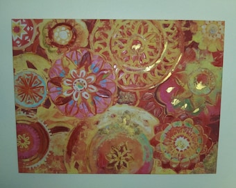 Abstract Art Giclee Stretched Canvas Floral Mandala Bohemian Eclectic Psychedelic Fantasy Hippie Bollywood 30 x 40 Retro Pinwheel