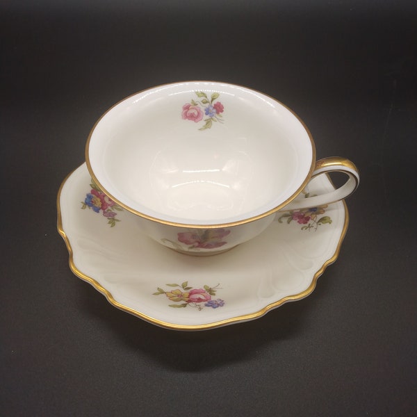 Vintage Rosenthal Continental Effenbein Germany Viktoria Lombul Gold Trim Floral Spray Iris Coffee Tea Cup & Saucer Bone China Victorian