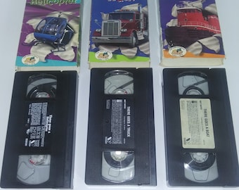 Vintage Original Real Wheels Kid Vision There Goes a Helicopter/Boat/Truck Set of (3) VHS Movie Tapes 1990's Kids Children Transportation