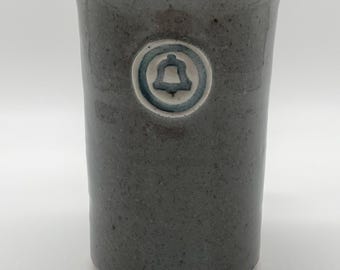 Vintage Southwestern Bell Atlantic Telephone Telecom Stoneware Salt Glaze Pottery Coffee Cup Mug Handled Tumbler Gray Embossed Logo Signed