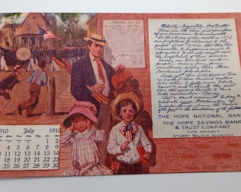 Antique 1910-11 Champion Putnam Art Calendar Postcard Hope Arkansas National Bank Savings Advertising Ephemera Memorabilia Variety CHOICE