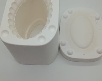 Vintage 1983 Gator #263 Oval Ruffled Edge Kleenex Facial Tissue Box Cover Holder Ceramic Porcelain Slip Casting Mold Victorian