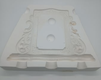 Vintage 1984 Evergreen #673 Victorian Easel Picture Portrait Mantel Scroll Frame Plaster Ceramic Porcelain Slip Casting Mold Vicki Hamilton