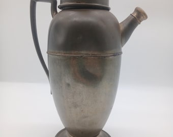 Vintage Keystone Silver 1930's Concord Pewter Cocktail Martini Bar Shaker Mixer #368 MCM Art Deco Bale Handle