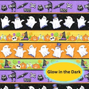 Halloween Fabric, Novelty Glow Stripe by Henry Glass,  Glow in the Dark - 100% Cotton fabric